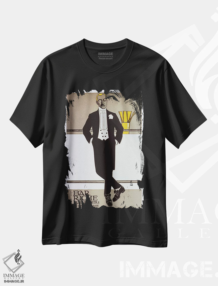 تیشرت طرح دار پوستر قدیمی بار ریشه، وینتیج و رترو اثر هانس رودی اردت | فروشگاه ایماژ