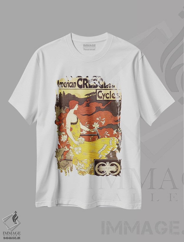 تیشرت طرح دار پوستر قدیمی دوچرخه های آمریکایی کرسنت، آرت نوو اثر فرد رمزدل | فروشگاه ایماژ