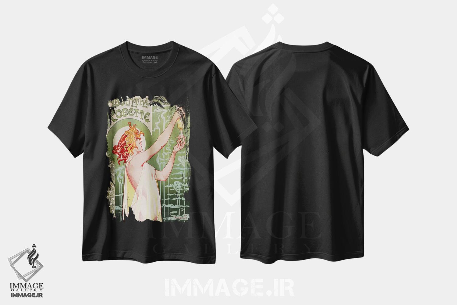 تیشرت طرح دار پوستر قدیمی آبسنت روبت، آرت نوو اثر آنری پریوه-لیومون | فروشگاه ایماژ