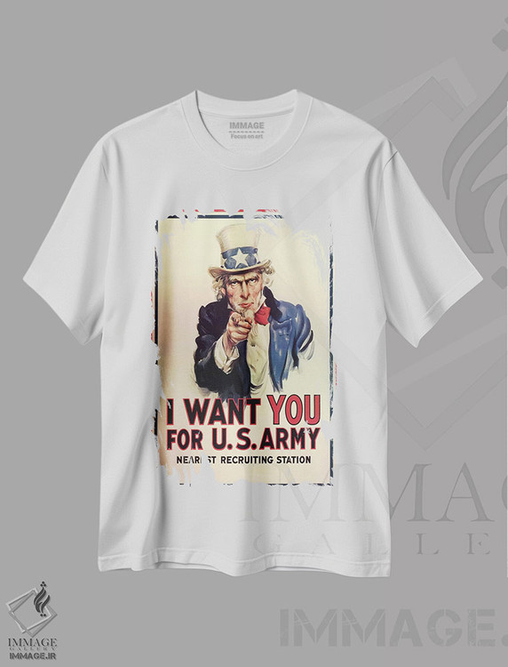 تیشرت طرح دار پوستر قدیمی دایی سام: من تو را می خواهم!، دکور آمریکایی اثر جی. ام. فِلَگ | فروشگاه ایماژ