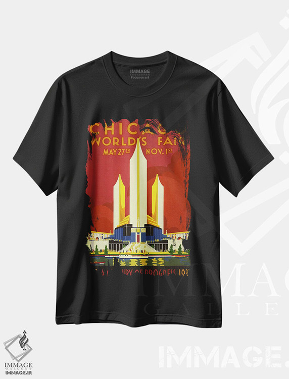 تیشرت طرح دار پوستر قدیمی نمایشگاه جهانی شیکاگو ۱۹۳۳، وینتیج و رترو اثر هنرمند ناشناس | immage.ir