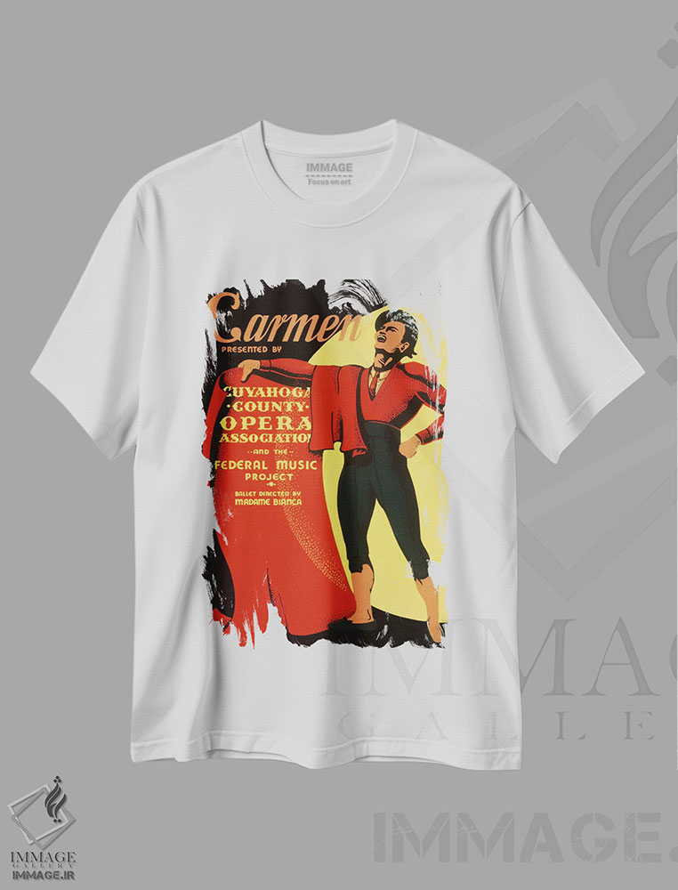تیشرت طرح دار پوستر قدیمی اپرای کارمن، ماتادور، وینتیج و رترو اثر هنرمند ناشناس | immage.ir