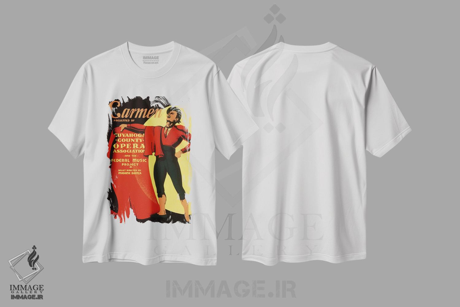 تیشرت طرح دار پوستر قدیمی اپرای کارمن، ماتادور، وینتیج و رترو اثر هنرمند ناشناس | immage.ir