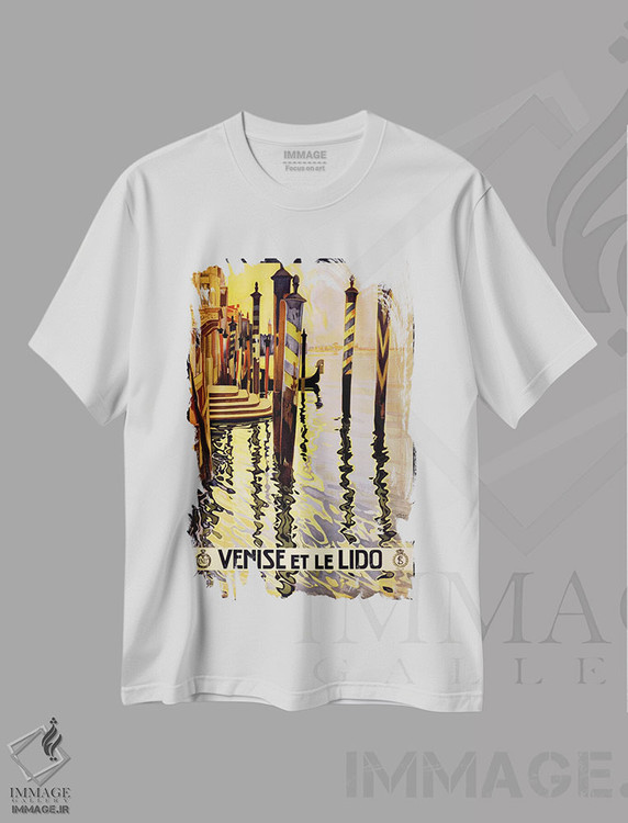 تیشرت طرح دار پوستر سفر قدیمی "ونیز و لیدو" ایتالیا، وینتیج و رترو اثر هنرمند ناشناس | فروشگاه ایماژ