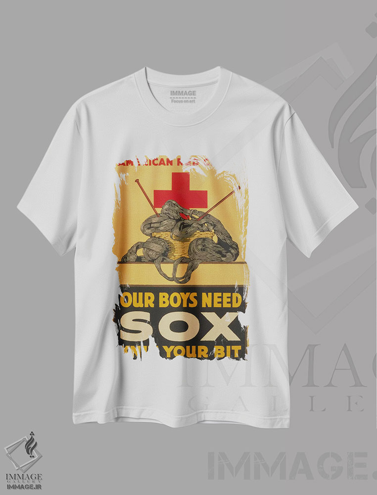 تیشرت طرح دار پسران ما به جوراب نیاز دارند، وینتیج و رترو اثر هنرمند ناشناس | immage.ir