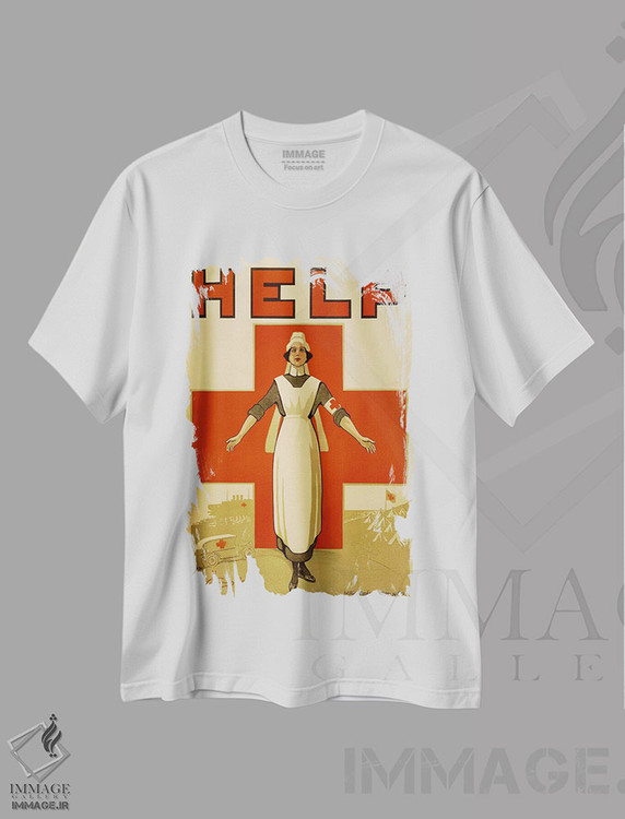 تیشرت طرح دار پوستر قدیمی کمک به صلیب سرخ استرالیا، وینتیج و رترو اثر هنرمند ناشناس | فروشگاه ایماژ