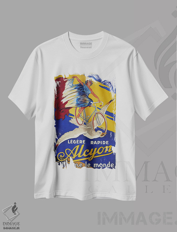 تیشرت طرح دار پوستر تبلیغاتی قدیمی دوچرخه فرانسوی آلسیون، آرت نوو اثر هنرمند ناشناس | فروشگاه ایماژ