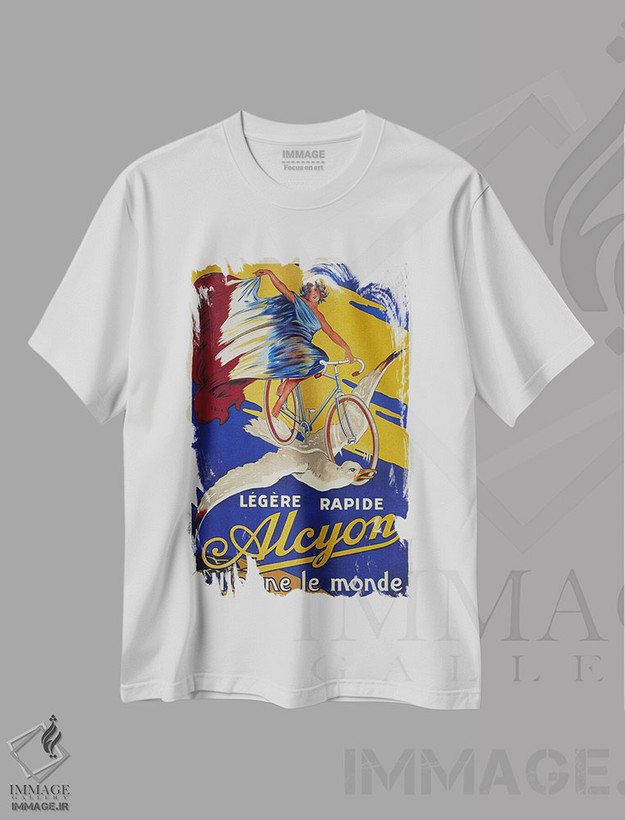 تیشرت طرح دار پوستر تبلیغاتی قدیمی دوچرخه فرانسوی آلسیون، آرت نوو اثر هنرمند ناشناس | فروشگاه ایماژ