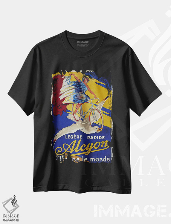 تیشرت طرح دار پوستر تبلیغاتی قدیمی دوچرخه فرانسوی آلسیون، آرت نوو اثر هنرمند ناشناس | immage.ir