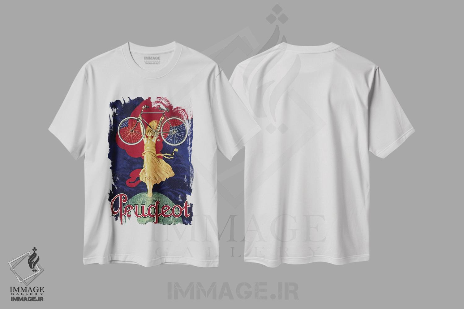 تیشرت طرح دار پوستر تبلیغاتی قدیمی دوچرخه پژو، آرت نوو اثر هنرمند ناشناس | فروشگاه ایماژ
