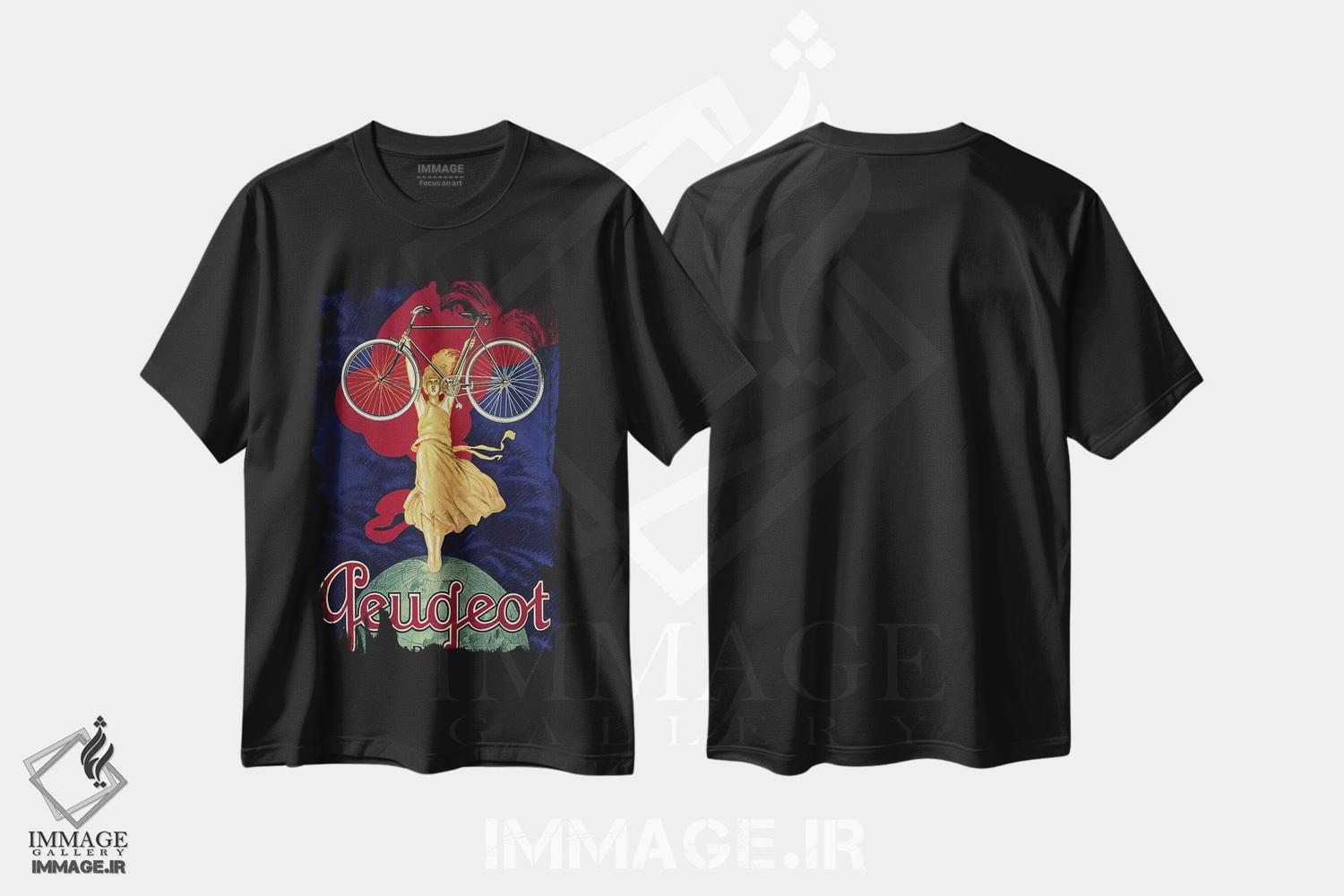 تیشرت طرح دار پوستر تبلیغاتی قدیمی دوچرخه پژو، آرت نوو اثر هنرمند ناشناس | immage.ir