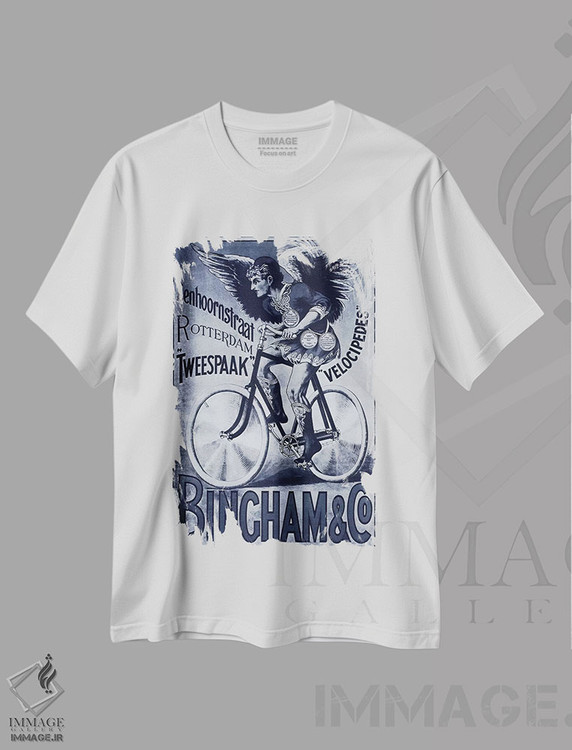 تیشرت طرح دار پوستر تبلیغاتی قدیمی دوچرخه "بینچام و شرکا"، وینتیج و رترو اثر هنرمند ناشناس | immage.ir