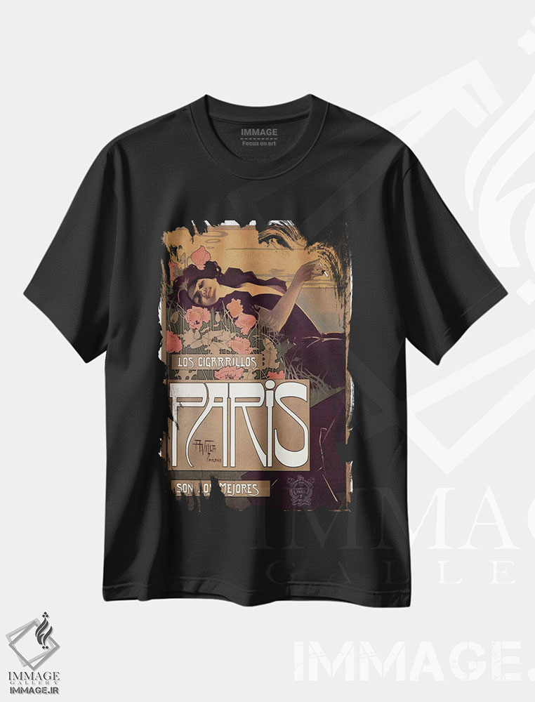 تیشرت طرح دار پوستر تبلیغاتی قدیمی، تایپوگرافی اثر هنرمند ناشناس | فروشگاه ایماژ