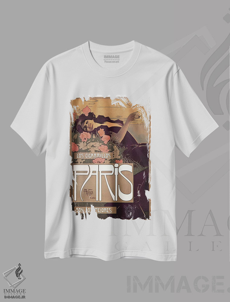 تیشرت طرح دار پوستر تبلیغاتی قدیمی، تایپوگرافی اثر هنرمند ناشناس | immage.ir