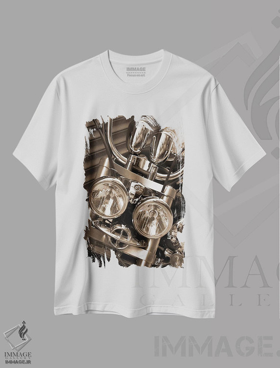 تیشرت طرح دار موتور سیکلت هارلی، هنر تزئینی سیاه و سفید اثر هنرمند ناشناس | فروشگاه ایماژ