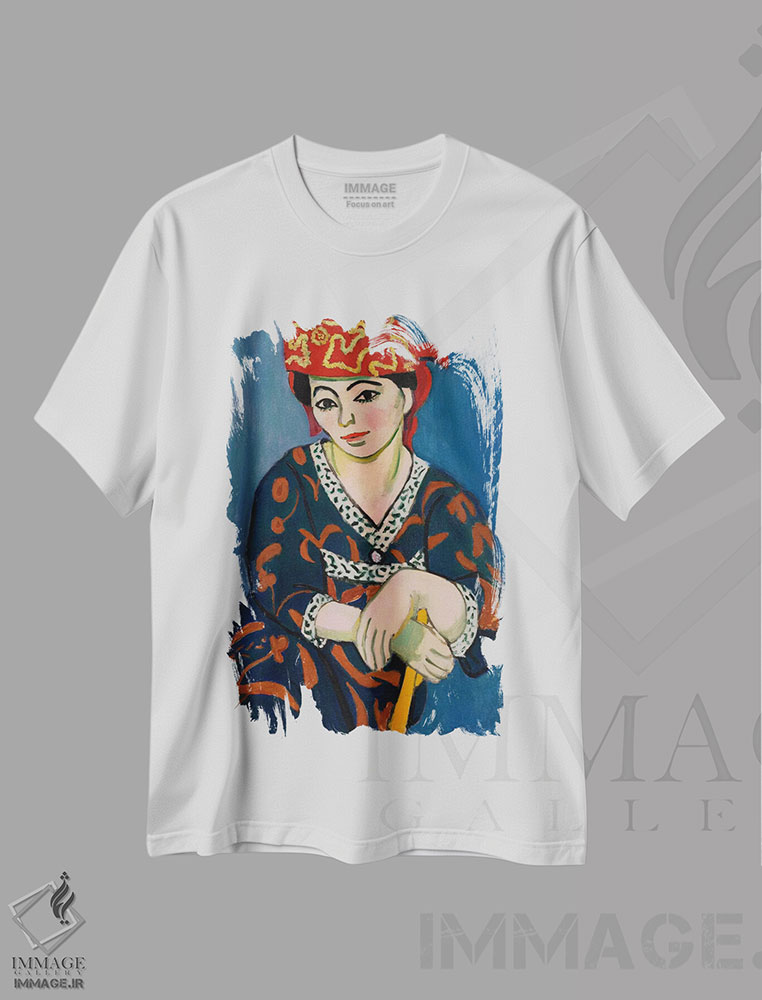 تیشرت طرح دار روسری مادراس قرمز، ۱۹۰۷، هنر فاخر کلاسیک اثر آنری ماتیس | فروشگاه ایماژ