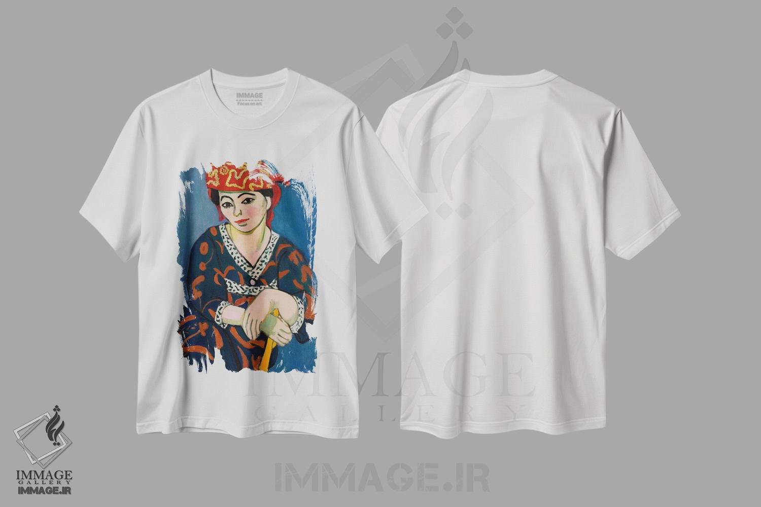 تیشرت طرح دار روسری مادراس قرمز، ۱۹۰۷، هنر فاخر کلاسیک اثر آنری ماتیس | فروشگاه ایماژ