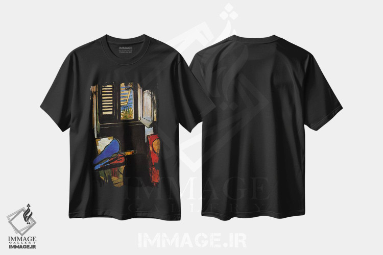 تیشرت طرح دار فضای داخلی با ویولن، هنر فاخر کلاسیک اثر آنری ماتیس | فروشگاه ایماژ