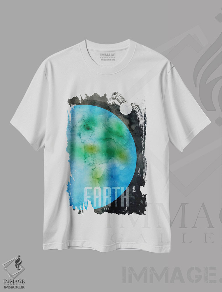 تیشرت طرح دار سیاره زمین، هنر دیجیتال اثر مایکل تامپست | فروشگاه ایماژ