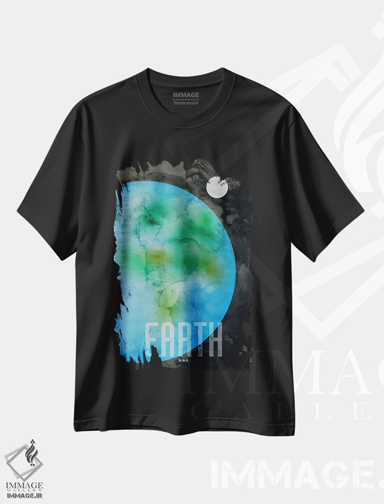 تیشرت طرح دار سیاره زمین، هنر دیجیتال اثر مایکل تامپست | immage.ir