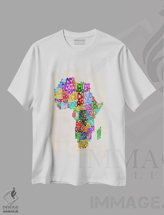 تیشرت طرح دار نقشه تایپوگرافیک آفریقا ۲، آبستره اثر مایکل تامپست | immage.ir