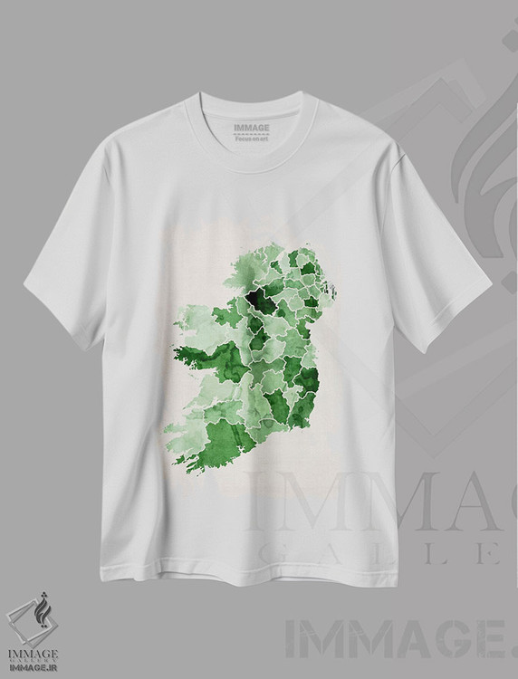 تیشرت طرح دار نقشه آبرنگی ایرلند، آبستره اثر مایکل تامپست | immage.ir