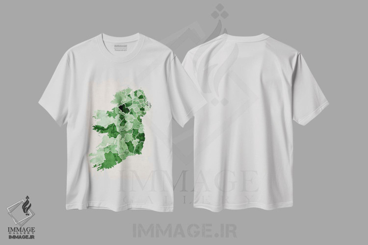 تیشرت طرح دار نقشه آبرنگی ایرلند، آبستره اثر مایکل تامپست | immage.ir