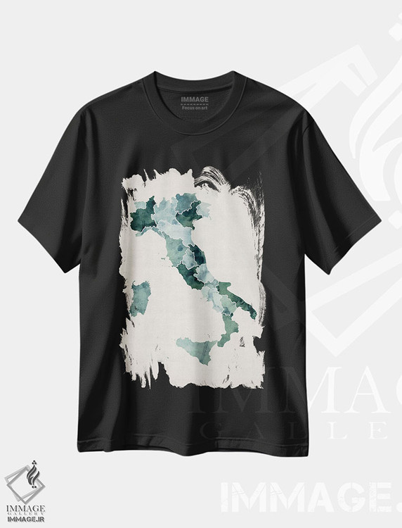 تیشرت طرح دار نقشه آبرنگی ایتالیا، آبستره اثر مایکل تامپست | immage.ir