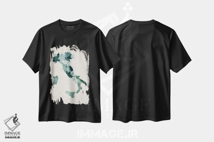 تیشرت طرح دار نقشه آبرنگی ایتالیا، آبستره اثر مایکل تامپست | immage.ir