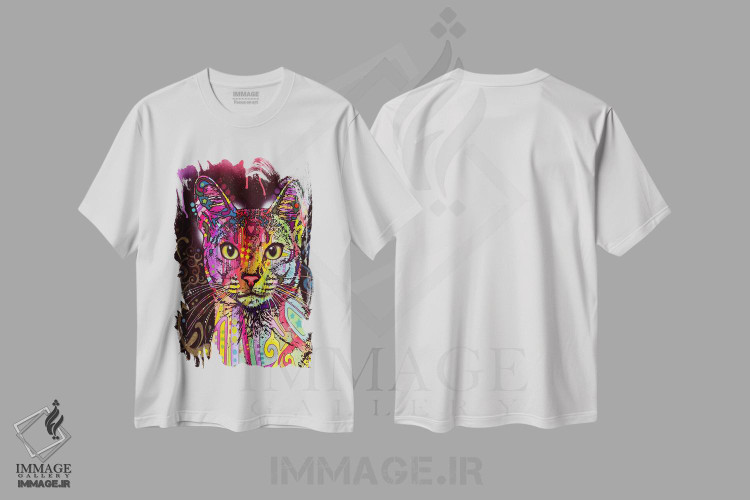 تیشرت طرح دار آبیسی، نژاد گربه اثر دین روسو | immage.ir