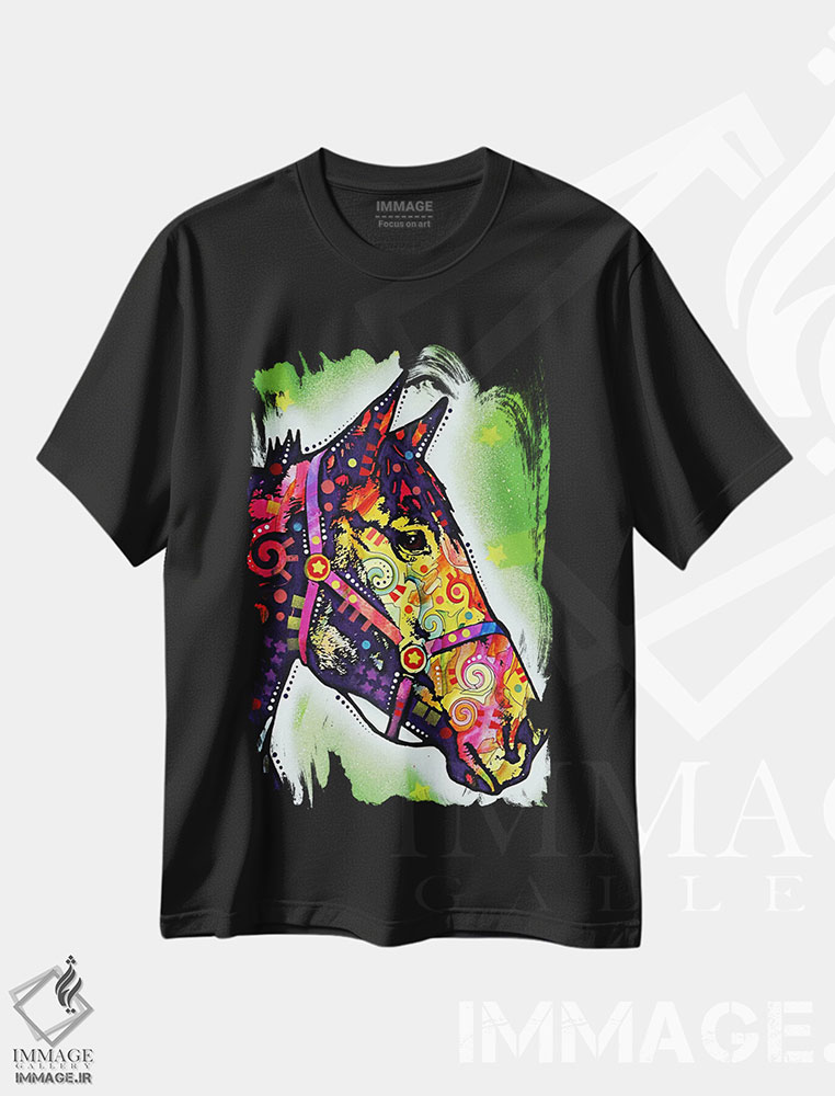 تیشرت طرح دار اسب، مدیوم اثر دین روسو | immage.ir