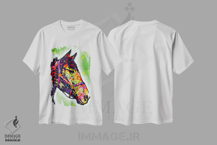 تیشرت طرح دار اسب، مدیوم اثر دین روسو | فروشگاه ایماژ