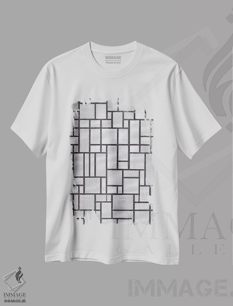 تیشرت طرح دار ترکیب در خاکستری، ۱۹۱۹، آبستره اثر پیت موندریان | immage.ir