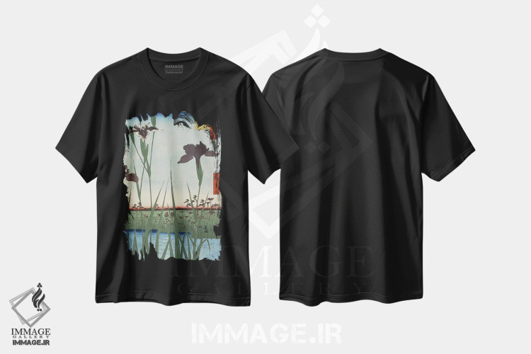 تیشرت طرح دار باغ زنبق هوریکیری، دکور آسیایی اثر اوتاگاوا هیروشگه | immage.ir