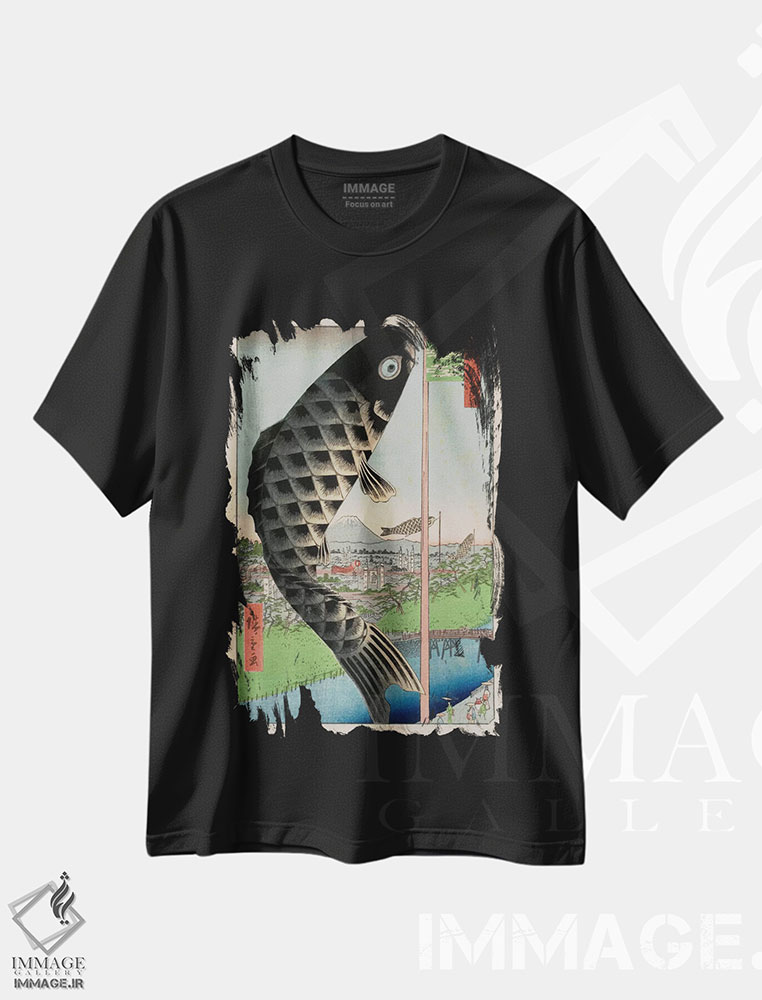 تیشرت طرح دار پل سویدو و سورودای، دکور آسیایی اثر اوتاگاوا هیروشگه | فروشگاه ایماژ