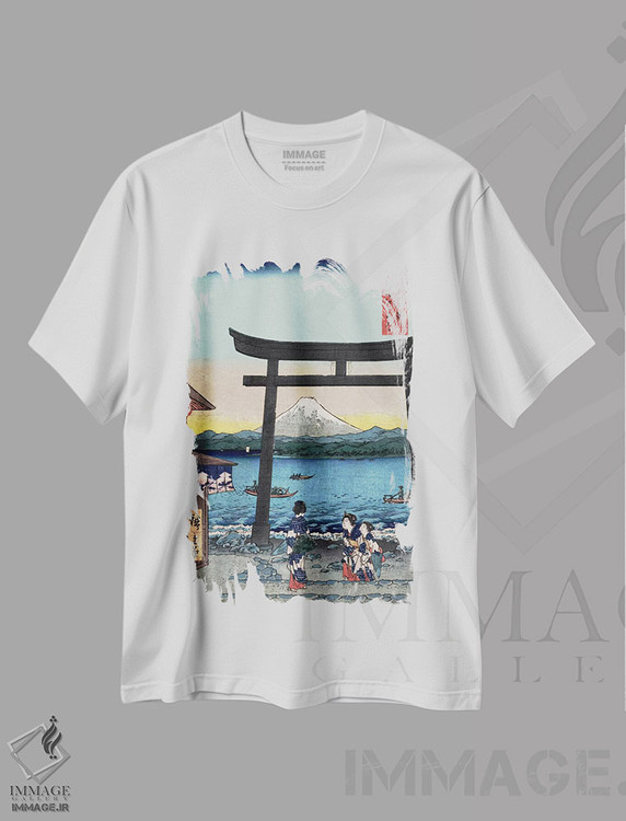 تیشرت طرح دار ورودی جزیره انوشیما، دکور آسیایی اثر اوتاگاوا هیروشگه | immage.ir