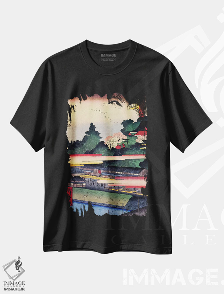 تیشرت طرح دار زیارتگاه ایچیگایا هاچیمان، دکور آسیایی اثر اوتاگاوا هیروشگه | فروشگاه ایماژ