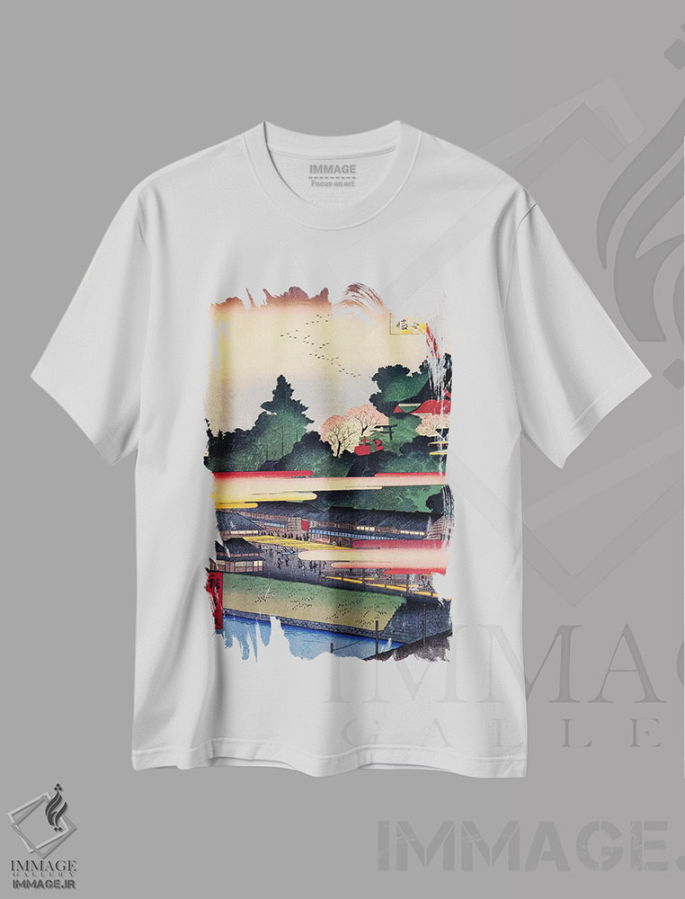 تیشرت طرح دار زیارتگاه ایچیگایا هاچیمان، دکور آسیایی اثر اوتاگاوا هیروشگه | immage.ir