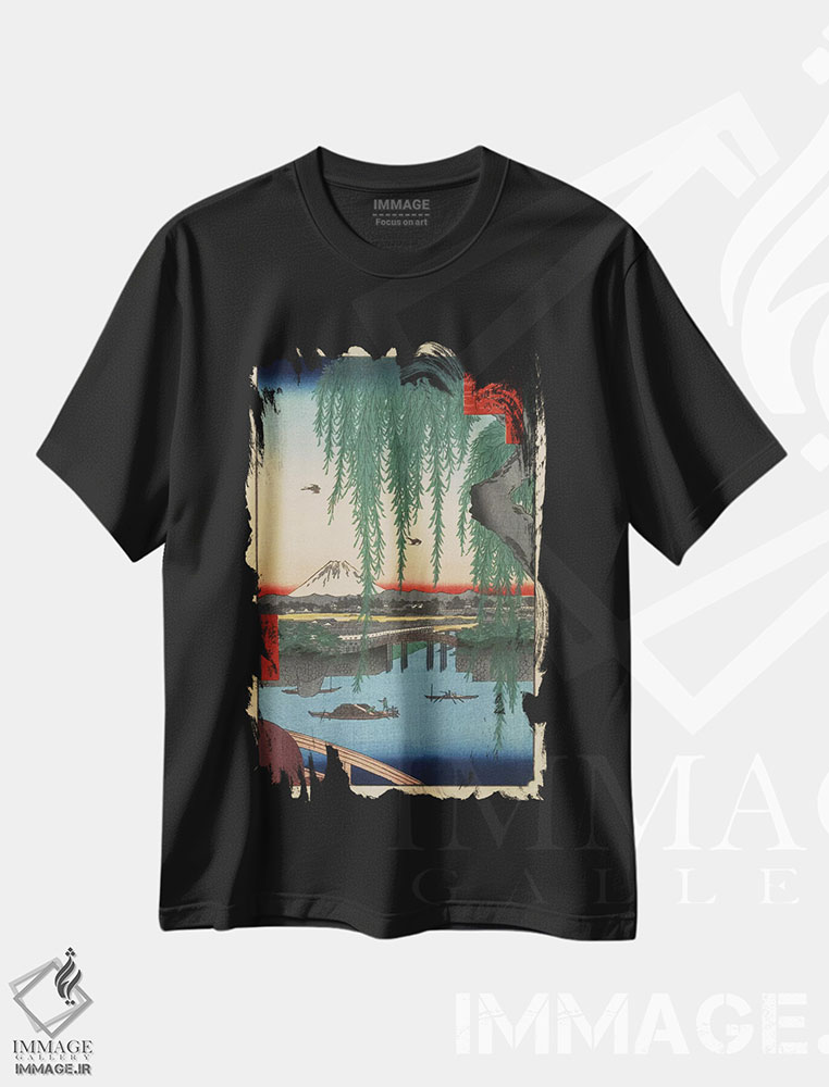 تیشرت طرح دار پل یاتسومی، دکور آسیایی اثر اوتاگاوا هیروشگه | فروشگاه ایماژ