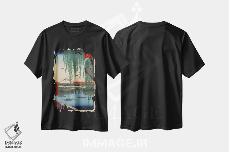 تیشرت طرح دار پل یاتسومی، دکور آسیایی اثر اوتاگاوا هیروشگه | فروشگاه ایماژ