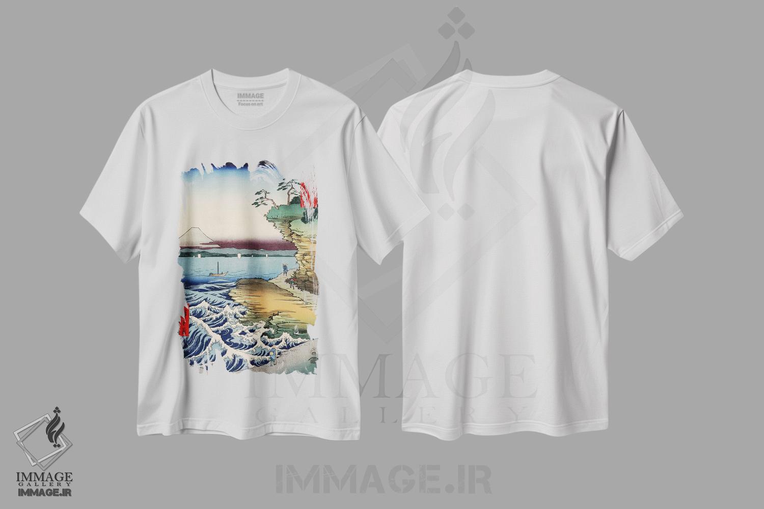 تیشرت طرح دار ساحل کوبوتا در استان آوا، دکور آسیایی اثر اوتاگاوا هیروشگه | فروشگاه ایماژ
