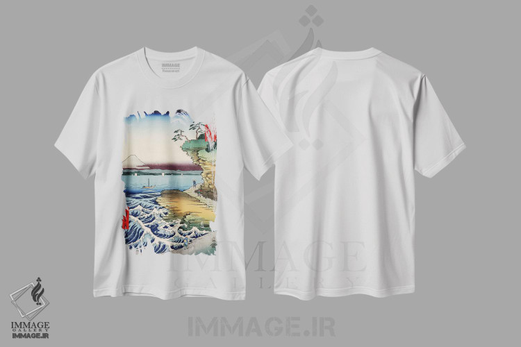 تیشرت طرح دار ساحل کوبوتا در استان آوا، دکور آسیایی اثر اوتاگاوا هیروشگه | فروشگاه ایماژ
