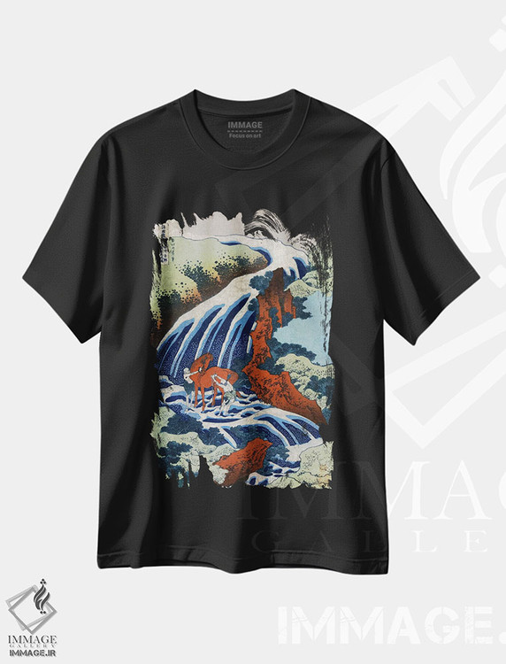 تیشرت طرح دار آبشار شستن اسب یوشیتسونه در واشو یوشینو، دکور آسیایی اثر کاتسوشیکا هوکوسای | فروشگاه ایماژ