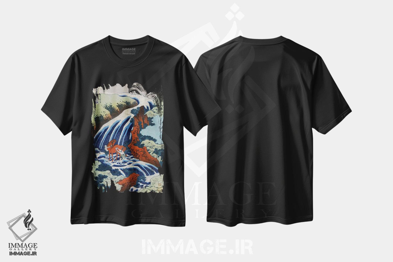 تیشرت طرح دار آبشار شستن اسب یوشیتسونه در واشو یوشینو، دکور آسیایی اثر کاتسوشیکا هوکوسای | فروشگاه ایماژ