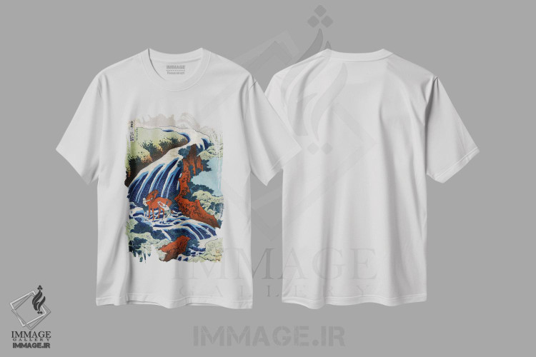 تیشرت طرح دار آبشار شستن اسب یوشیتسونه در واشو یوشینو، دکور آسیایی اثر کاتسوشیکا هوکوسای | immage.ir