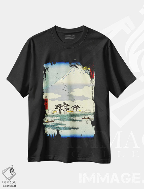 تیشرت طرح دار یوشیوارا، جزایر شناور در باتلاق فوجی، دکور آسیایی اثر اوتاگاوا هیروشگه | فروشگاه ایماژ
