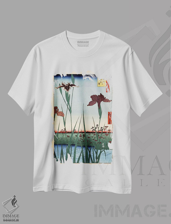 تیشرت طرح دار باغ زنبق هوریکیری، دکور آسیایی اثر اوتاگاوا هیروشگه | فروشگاه ایماژ