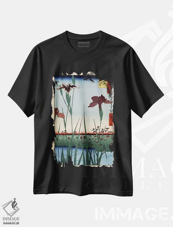 تیشرت طرح دار باغ زنبق هوریکیری، دکور آسیایی اثر اوتاگاوا هیروشگه | immage.ir