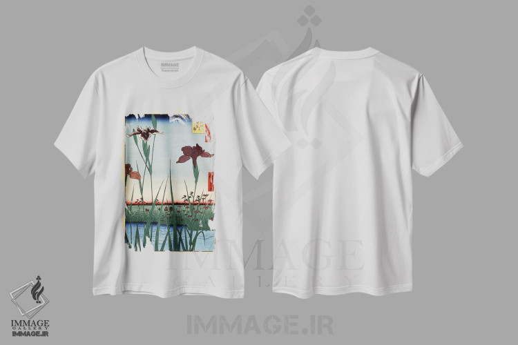 تیشرت طرح دار باغ زنبق هوریکیری، دکور آسیایی اثر اوتاگاوا هیروشگه | فروشگاه ایماژ