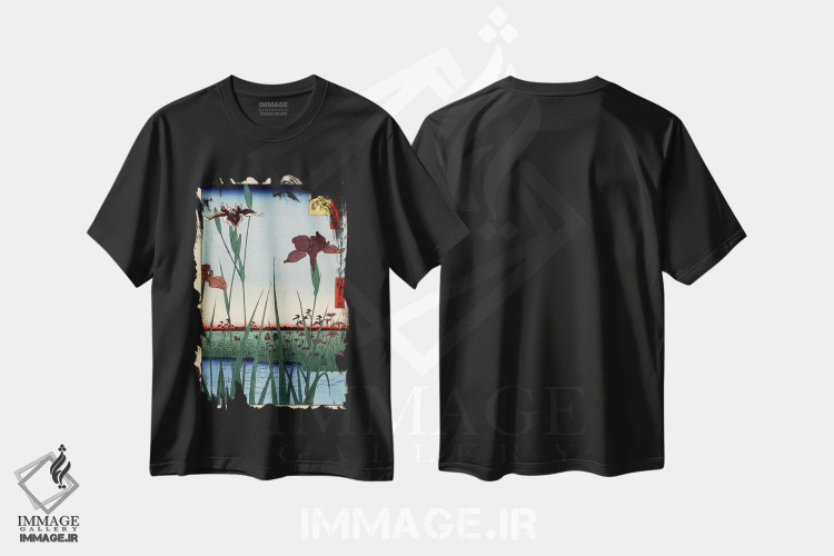 تیشرت طرح دار باغ زنبق هوریکیری، دکور آسیایی اثر اوتاگاوا هیروشگه | immage.ir
